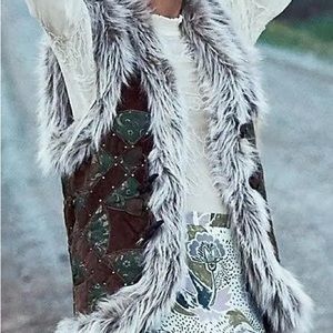 Free People Patchwork Faux Fur Vest Size S